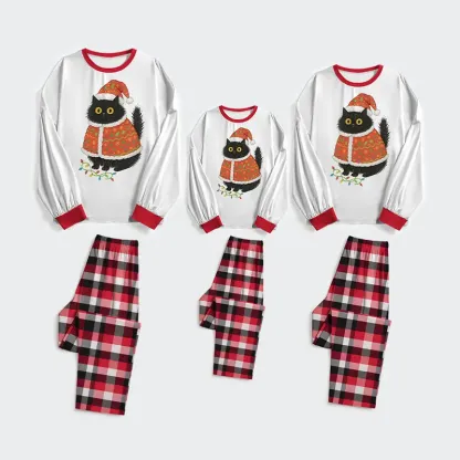 Tokyo-Tiger Cat Wearing Santa Hat Family Pajama Sets