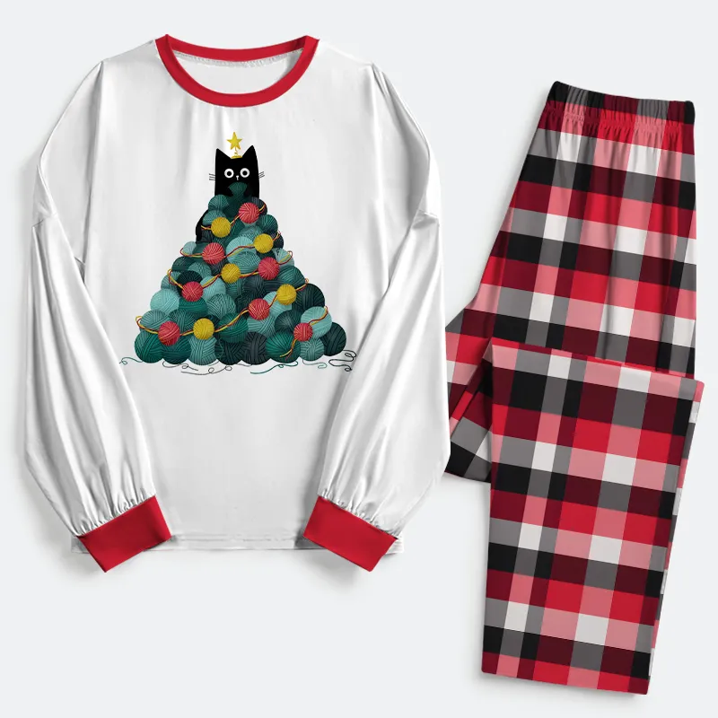 Tokyo-Tiger Yarn Christmas Tree Cat Family Pajama Sets