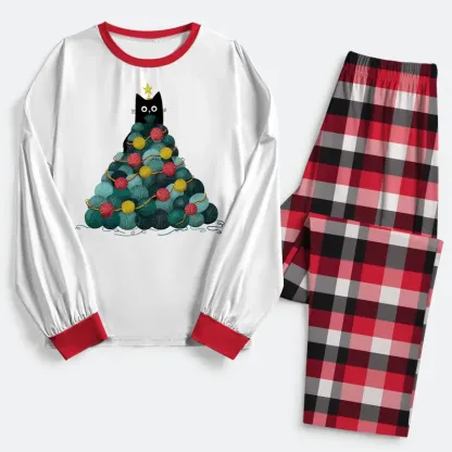 Tokyo-Tiger Yarn Christmas Tree Cat Family Pajama Sets