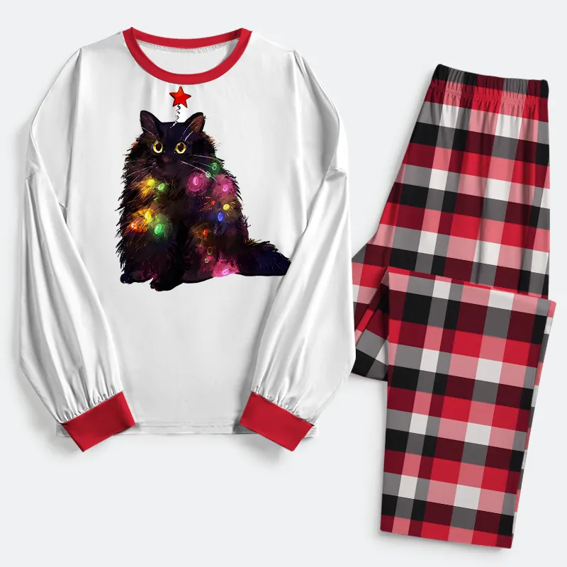 Tokyo-Tiger Christmas Lights Cat Family Pajama Sets