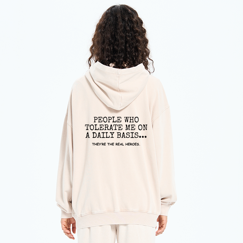 Tokyo-Tiger Anyone Who Puts Up With Me Is A Hero Washed Zip Hoodie