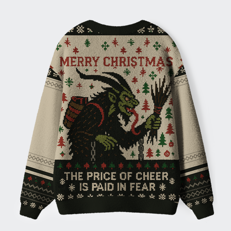 Tokyo-Tiger Krampus：The Price Of Cheer Is Paid In Fear Ugly Cardigan Sweater