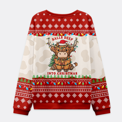 Tokyo-Tiger Deep In The Holiday Spirit With A Moo Christmas Ugly Sweatshirt