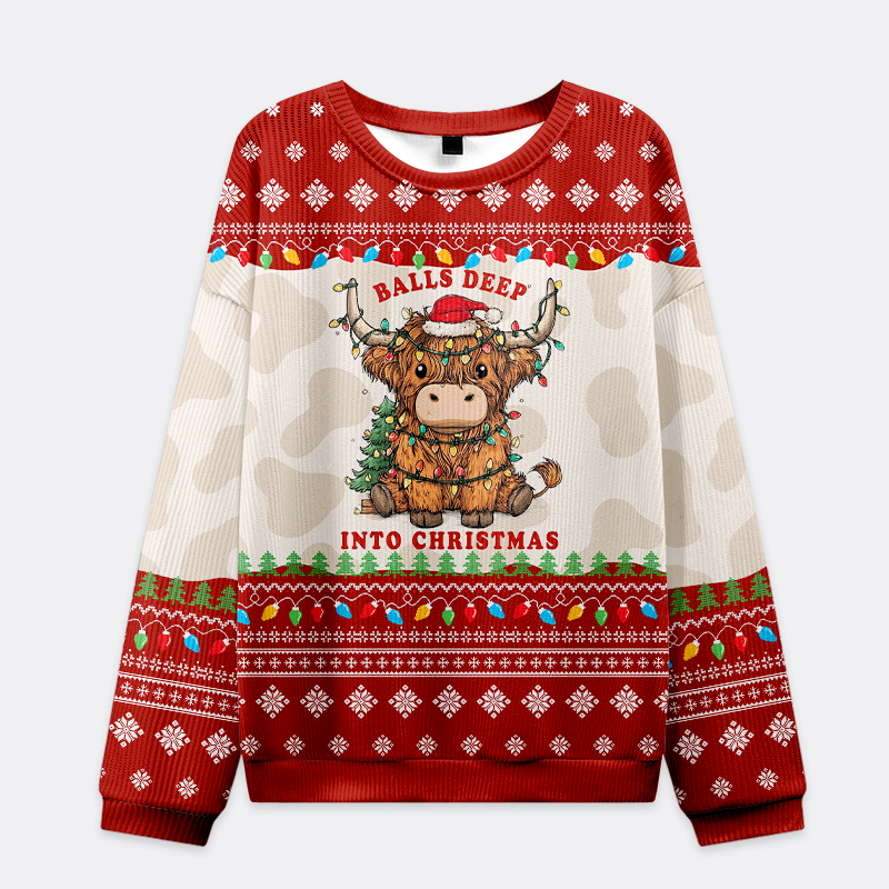 Tokyo-Tiger Deep In The Holiday Spirit With A Moo Christmas Ugly Sweatshirt