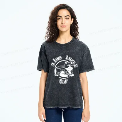Tokyo-Tiger Live, Laugh, Cat Washed T-Shirt