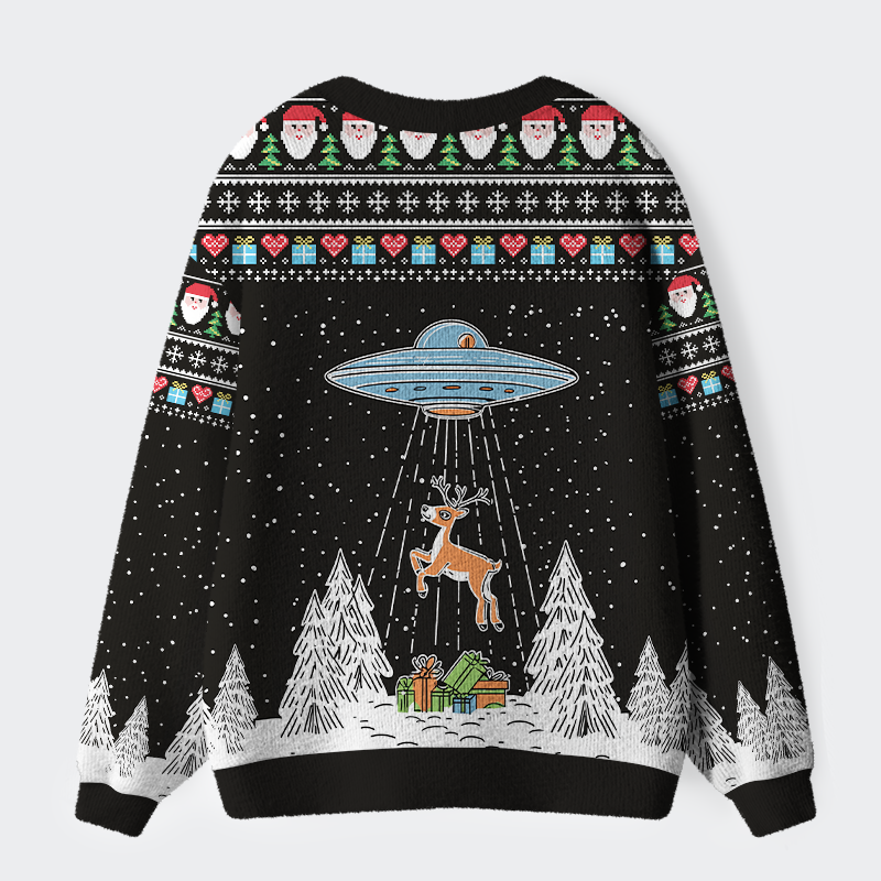 Tokyo-Tiger Alien Christmas Abduction Ugly Cardigan Sweater