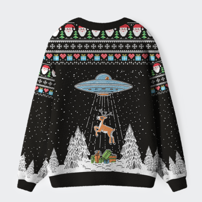 Tokyo-Tiger Alien Christmas Abduction Ugly Cardigan Sweater