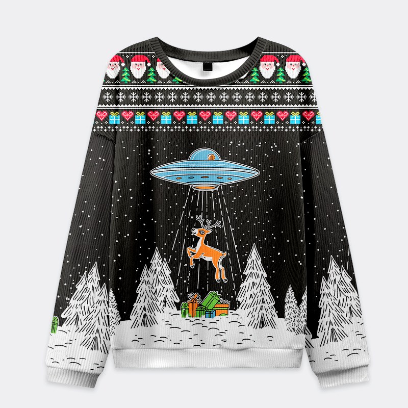 Tokyo-Tiger Alien Christmas Abduction Christmas Ugly Sweatshirt