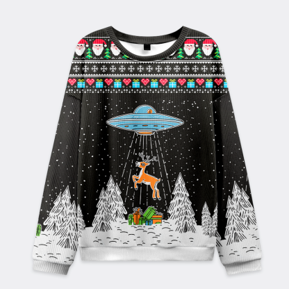 Tokyo-Tiger Alien Christmas Abduction Christmas Ugly Sweatshirt