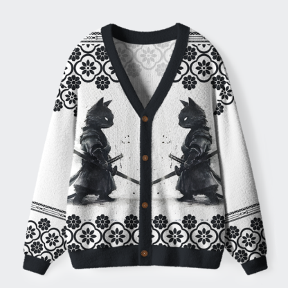 Tokyo-Tiger The Way of the Samurai Cat Ugly Cardigan Sweater