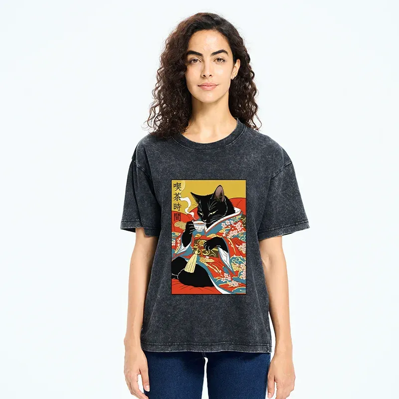 Tokyo-Tiger Afternoon Tea Time Washed T-Shirt