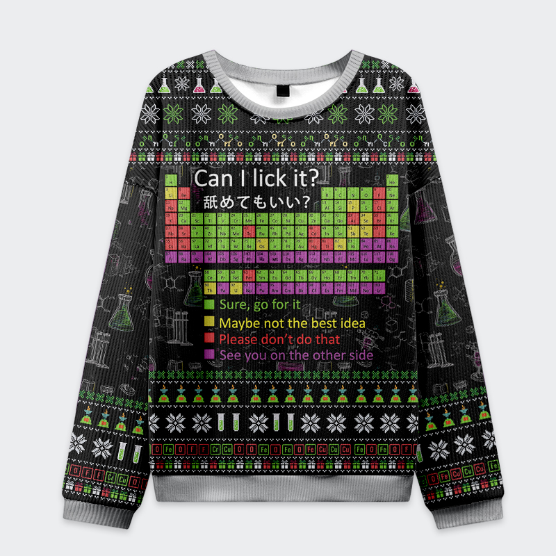 Tokyo-Tiger Funny Element：Can I Lick It Christmas Ugly Sweatshirt