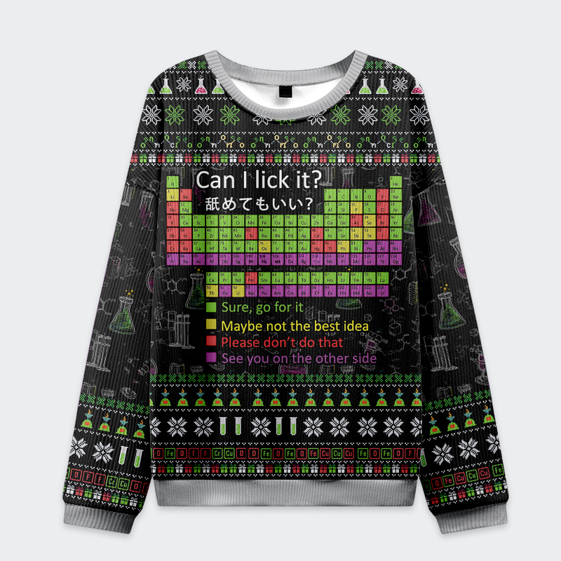 Tokyo-Tiger Funny Element：Can I Lick It Christmas Ugly Sweatshirt