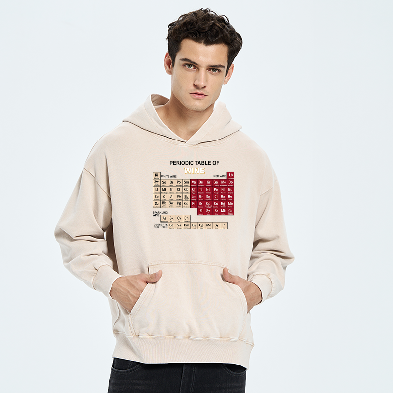 Tokyo-Tiger Table of Elements of Wine Washed Hoodie