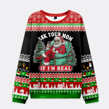 Tokyo-Tiger Santa's Not Fake News Christmas Ugly Sweatshirt