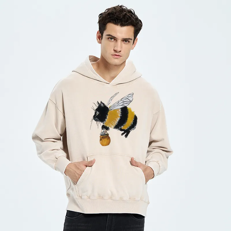 Tokyo-Tiger Catbee Funny Washed Hoodie