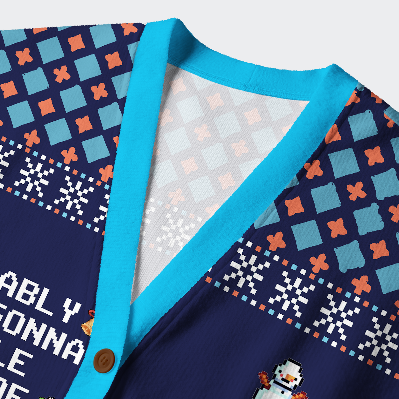 Tokyo-Tiger Too Tired to Fully Jingle Ugly Cardigan Sweater