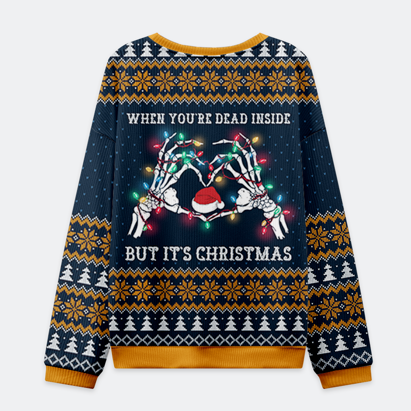 Tokyo-Tiger Dead Inside, Festive Outside Christmas Ugly Sweatshirt