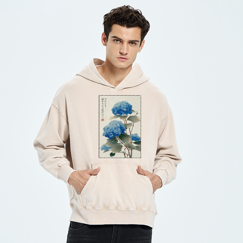 Tokyo-Tiger Ukiyoe Hydrangeas: A Reflection of the Soul Washed Hoodie