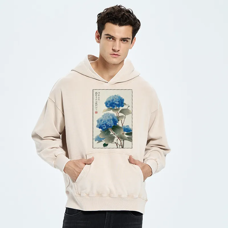 Tokyo-Tiger Ukiyoe Hydrangeas: A Reflection of the Soul Washed Hoodie
