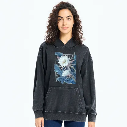 Tokyo-Tiger Vintage Epiphyllum-Short-lived beauty Poster Washed Hoodie