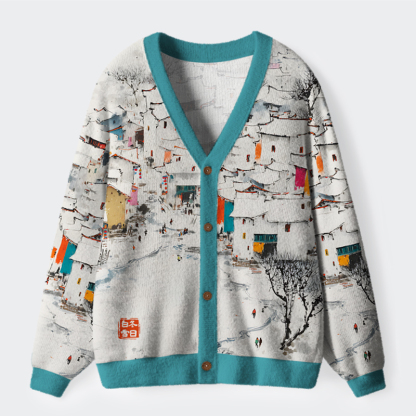 Tokyo-Tiger The White Of Winter Ugly Cardigan Sweater