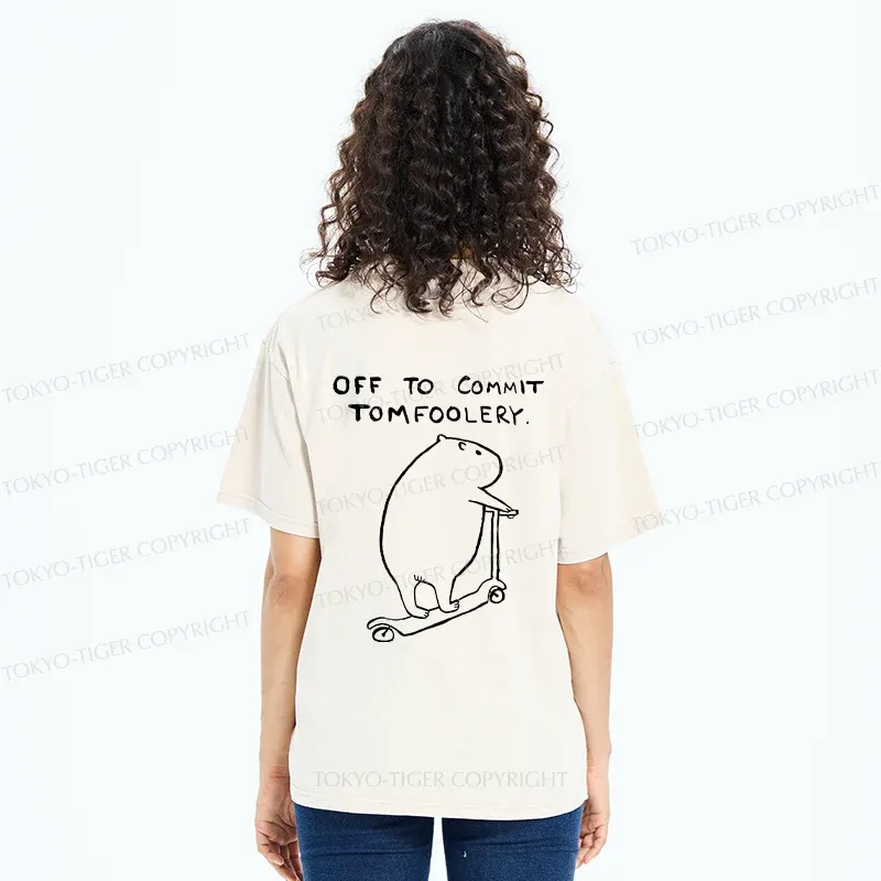 Tokyo-Tiger Capybara Is Ready To Do Something Bad Back Washed T-Shirt