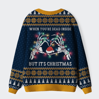 Tokyo-Tiger Dead Inside, Festive Outside Ugly Cardigan Sweater