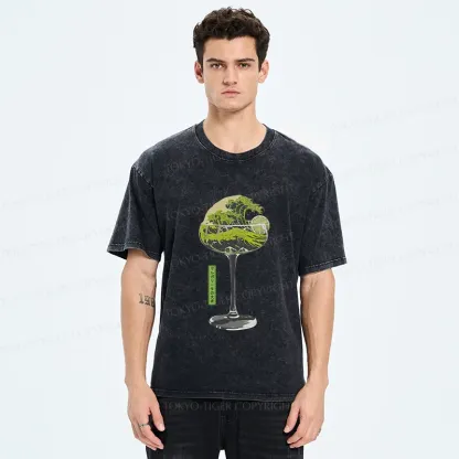 Tokyo-Tiger Wave Of Wine Washed T-Shirt