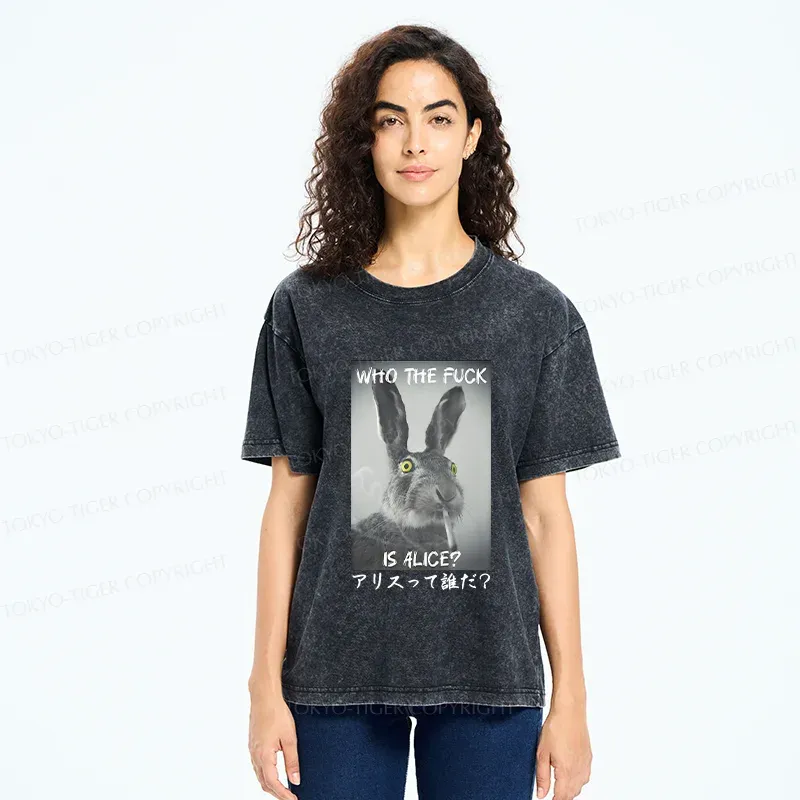 Tokyo-Tiger Who the is Alice? Washed T-Shirt