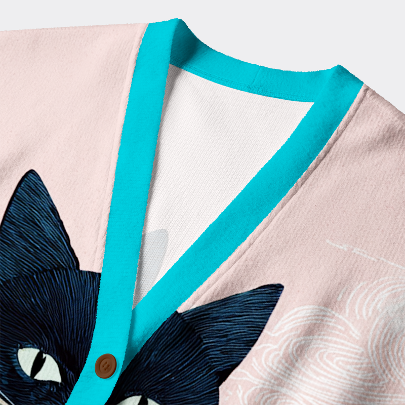 Tokyo-Tiger Elegant Feline Blossom Ugly Cardigan Sweater