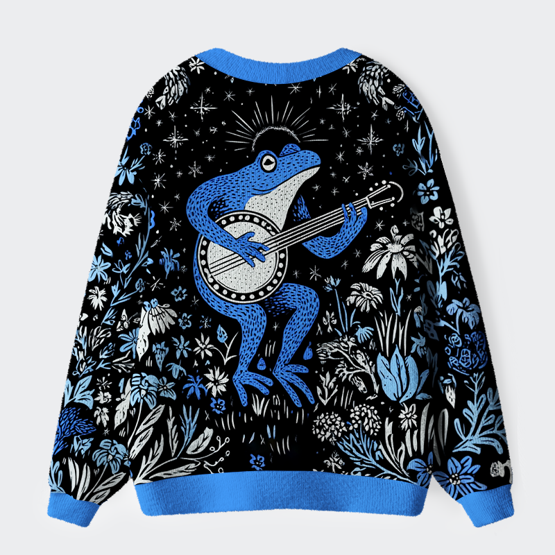 Tokyo-Tiger Serenade of the Banjo Frogs Ugly Cardigan Sweater