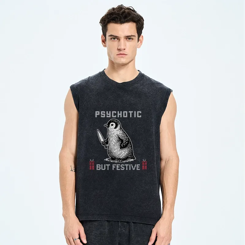 Tokyo-Tiger Overstimulated but Festive Christmas Washed Tank