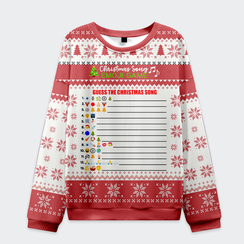 Tokyo-Tiger Guess The Christmas Song Question On The Front Answer On The Back Christmas Ugly Sweatshirt