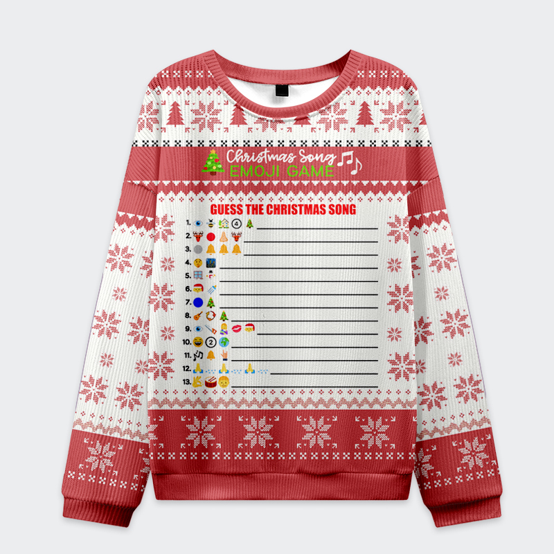 Tokyo-Tiger Guess The Christmas Song Question On The Front Answer On The Back Christmas Ugly Sweatshirt