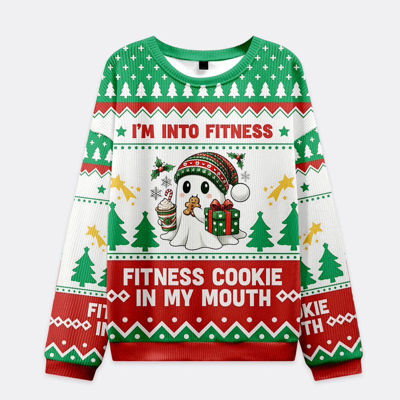 Tokyo-Tiger I'm Into Fitness: Fitness Cookie In My Mouth Christmas Ugly Sweatshirt