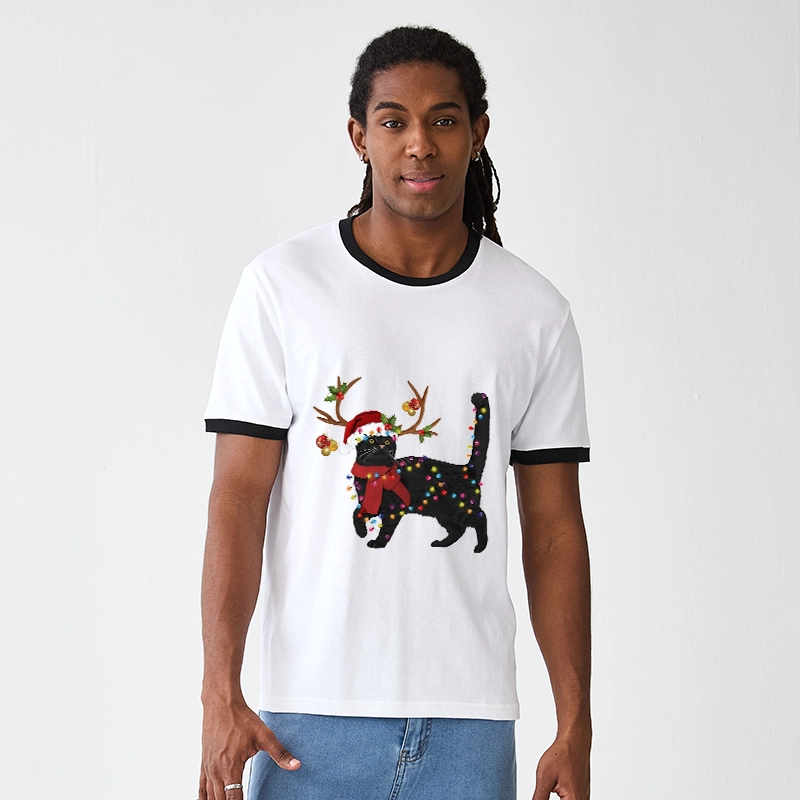Tokyo-Tiger Christmas Black Cat Trim T-Shirt