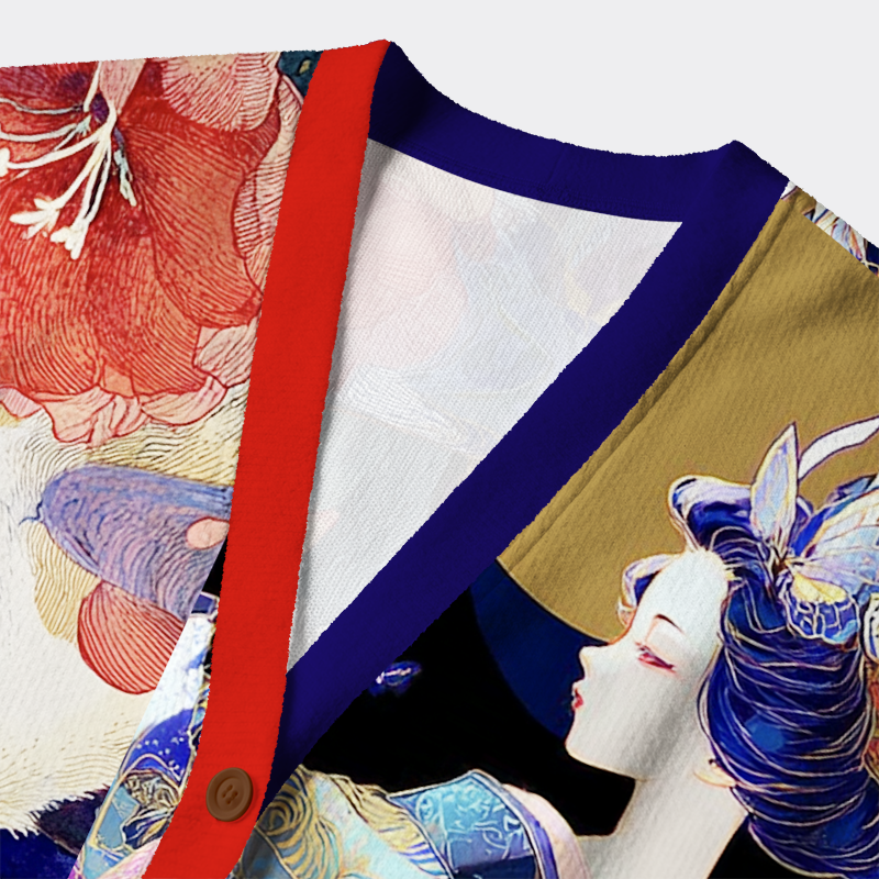 Tokyo-Tiger Kitsune’s Enchanted Blossoms Ugly Cardigan Sweater