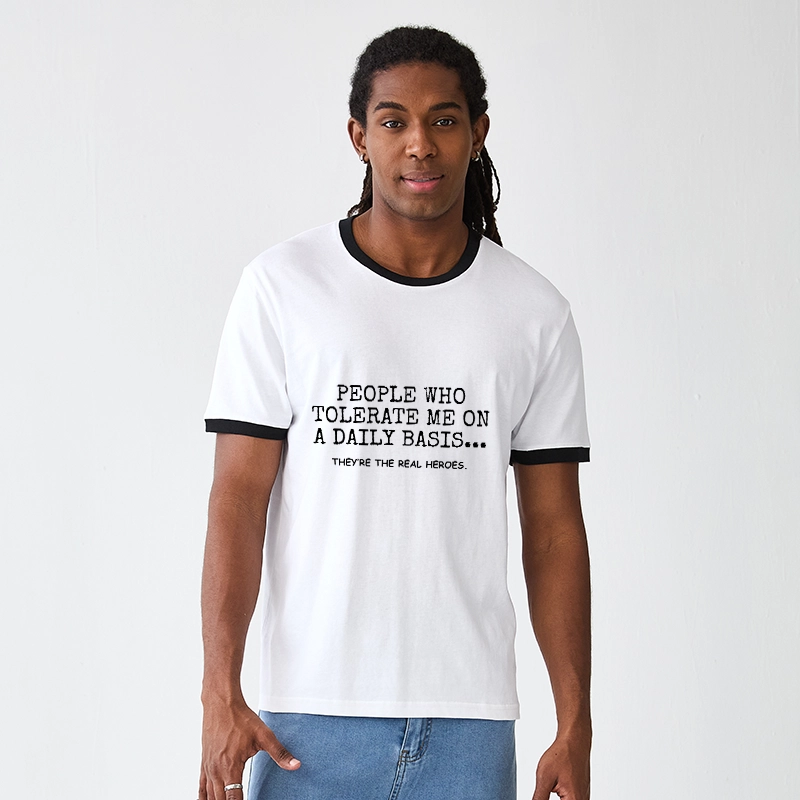 Tokyo-Tiger Anyone Who Puts Up With Me Is A Hero Trim T-Shirt