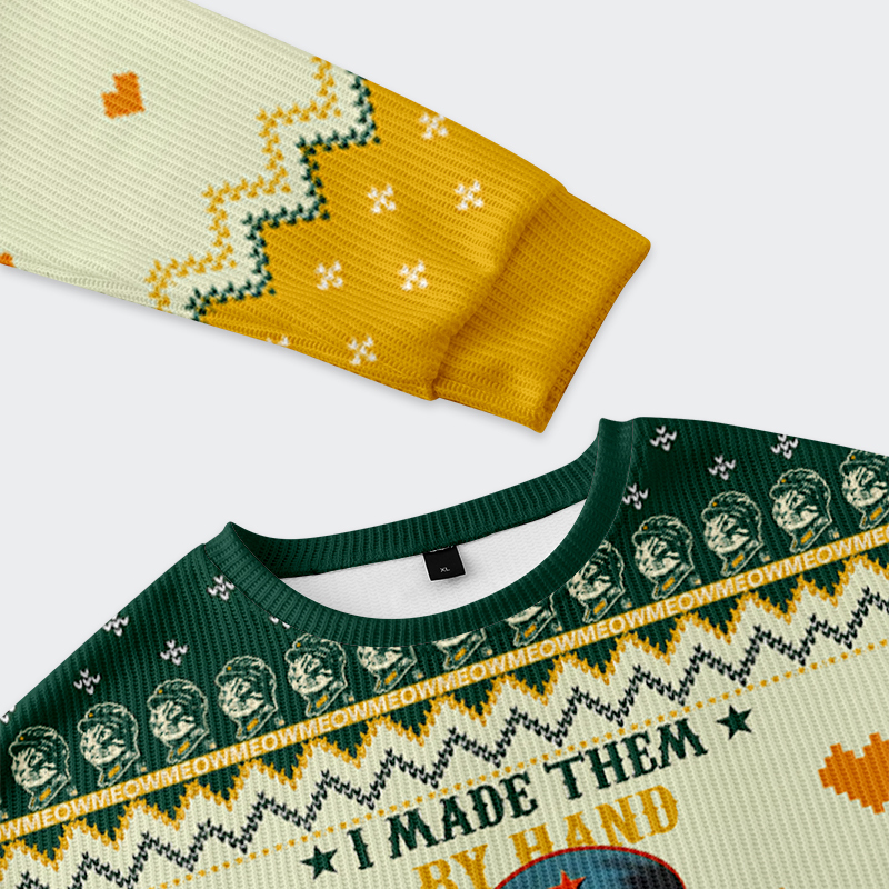 Tokyo-Tiger Funny Cat:I Made Them By Hand Christmas Ugly Sweatshirt