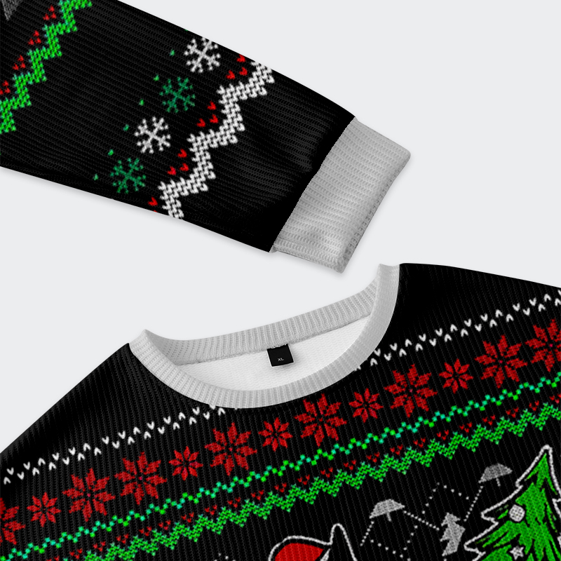 Tokyo-Tiger Funny Cat：What? The Tree Fell On Its Own Christmas Ugly Sweatshirt