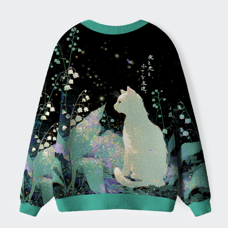 Tokyo-Tiger Night, Light, and a Little Friend Ugly Cardigan Sweater