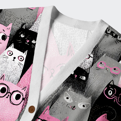 Tokyo-Tiger Cats With Attitude Ugly Cardigan Sweater