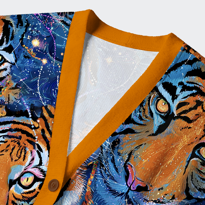 Tokyo-Tiger Tiger: Aurora of the Wild Ugly Cardigan Sweater