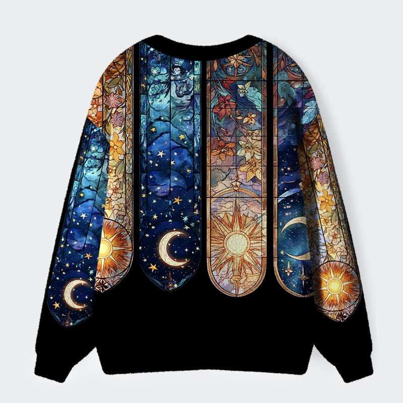 Tokyo-Tiger Sanctum of Sun, Moon, and Stars Ugly Cardigan Sweater