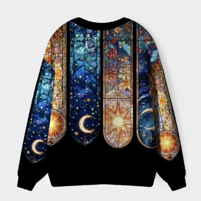Tokyo-Tiger Sanctum of Sun, Moon, and Stars Ugly Cardigan Sweater
