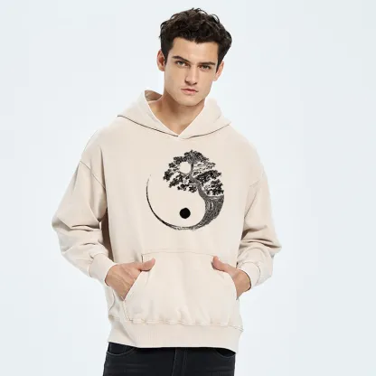 Tokyo-Tiger Yin-Yang Tai Chi Tree Washed Hoodie