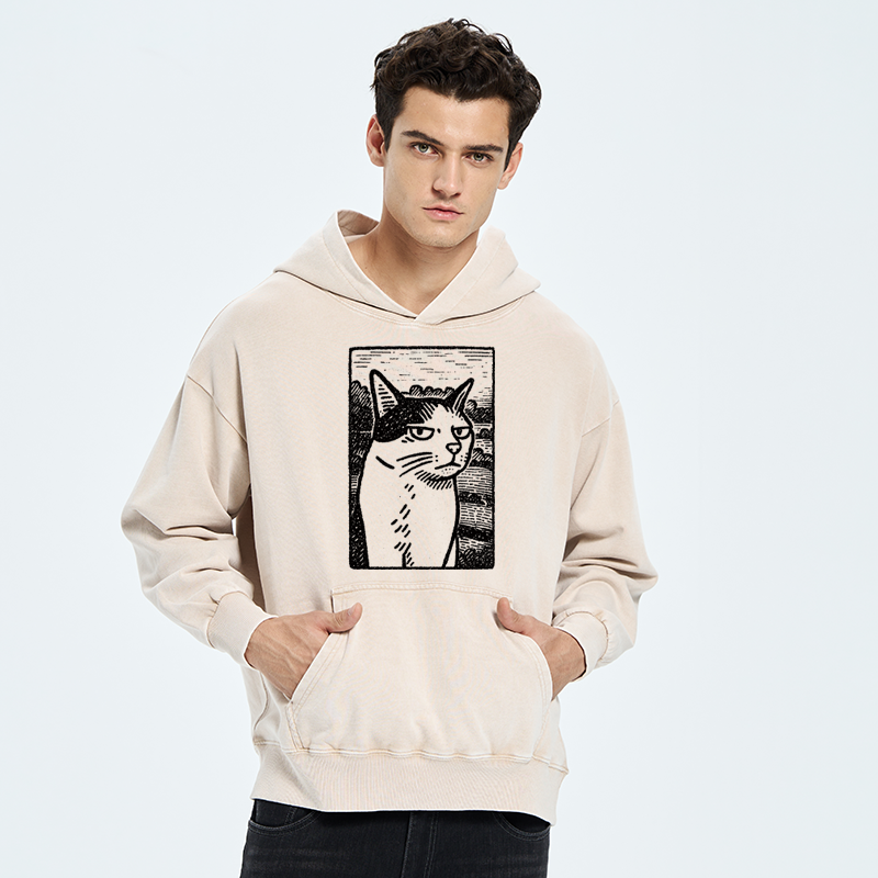 Tokyo-Tiger Cat's Hateful Eyes Washed Hoodie