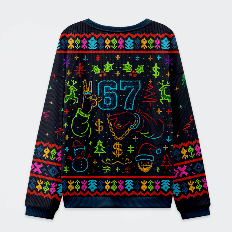 Tokyo-Tiger Santa Says Six Seven Christmas Ugly Sweatshirt