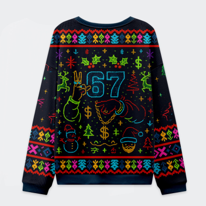 Tokyo-Tiger Santa Says Six Seven Christmas Ugly Sweatshirt